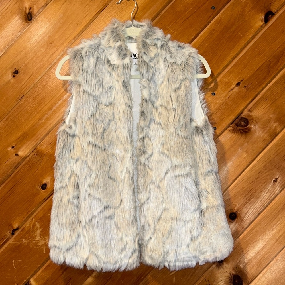 Jack by BB Dakota in a furry faux fur gray vest